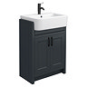 Chatsworth Traditional Graphite Semi-Recessed Vanity Unit w. Matt Black Handles + Toilet Package  Pr