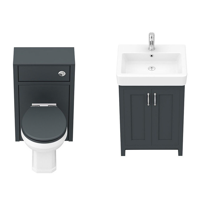 Chatsworth Traditional Graphite Sink Vanity Unit + Toilet Package  additional Large Image