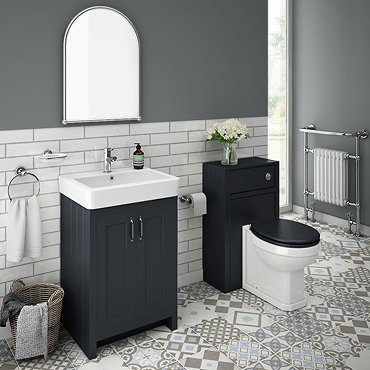 Chatsworth Traditional Graphite Sink Vanity Unit + Toilet Package  Profile Large Image