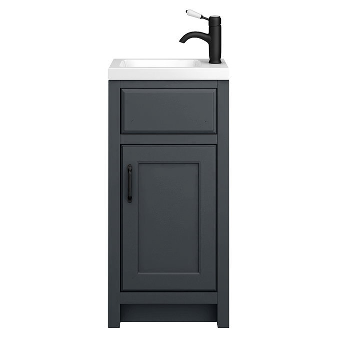 Chatsworth Traditional Graphite Small Vanity - 400mm Wide with Matt Black Handle