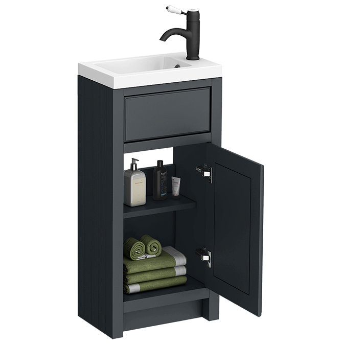 Chatsworth Traditional Graphite Small Vanity - 400mm Wide with Matt Black Handle