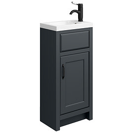 Chatsworth Traditional Graphite Small Vanity - 400mm Wide with Matt Black Handle