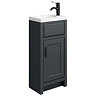 Chatsworth Traditional Graphite Small Vanity - 400mm Wide with Matt Black Handle