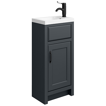 Chatsworth Traditional Graphite Small Vanity - 400mm Wide with Matt Black Handle