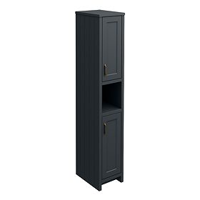 Chatsworth Traditional Graphite Tall Cabinet with Antique Brass Handles