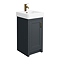 Chatsworth Traditional Graphite Vanity - 425mm Wide with Antique Brass Handle