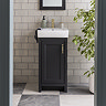 Chatsworth Traditional Graphite Vanity - 425mm Wide with Brushed Brass Handle