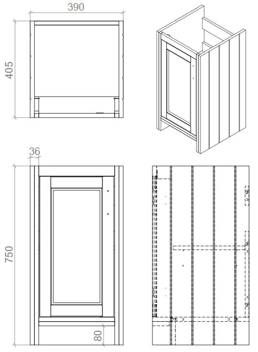 Chatsworth Traditional Graphite Vanity - 425mm Wide with Brushed Brass Handle