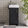 Chatsworth Traditional Graphite Vanity - 425mm Wide with Brushed Brass Handle