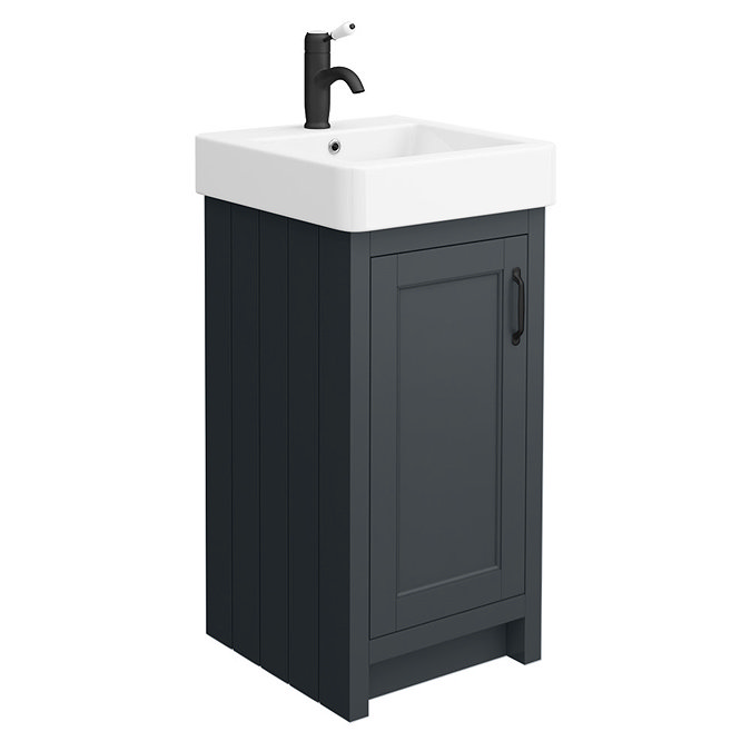 Chatsworth Traditional Graphite Vanity - 425mm Wide with Matt Black Handle