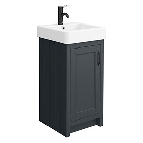 Chatsworth Traditional Graphite Vanity - 425mm Wide with Matt Black Handle