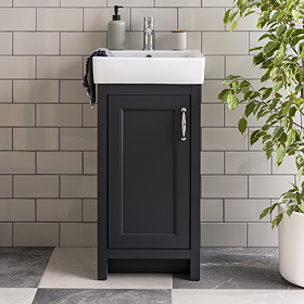 Chatsworth Traditional 425mm Graphite 1 Door Vanity with Polished Chrome Finish Handle