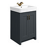 Chatsworth Traditional Graphite Vanity - 560mm Wide with Antique Brass Handles
