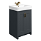 Chatsworth Traditional Graphite Vanity - 560mm Wide with Antique Brass Handles