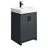 Chatsworth Traditional 560mm Graphite Vanity with Matt Black Handles - 1 Tap Hole