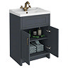 Chatsworth Traditional Graphite Vanity 620mm Wide with Antique Brass Handles