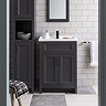 Chatsworth Traditional Graphite Vanity 620mm Wide with Matt Black Handles