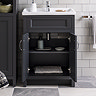 Chatsworth Traditional Graphite Vanity 620mm Wide with Matt Black Handles 1 Tap Hole