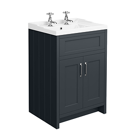 Chatsworth Traditional Graphite Vanity 620mm Wide 2 Tap Hole