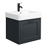 Chatsworth Traditional Graphite 560mm Wide 1 Drawer Wall Hung Vanity with Matt Black Finish Handle - 1 Tap Hole