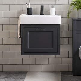 Chatsworth Traditional Graphite Wall Hung Vanity - 560mm Wide with Matt Black Handle