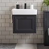 Chatsworth Traditional Graphite Wall Hung Vanity - 560mm Wide with Matt Black Handle