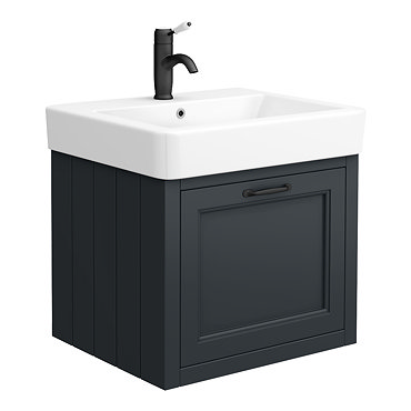 Chatsworth Traditional Graphite Wall Hung Vanity - 560mm Wide with Matt Black Handle  Profile Large 