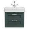 Chatsworth Traditional Green 560mm 2 Drawer Wall Hung Vanity with Chrome Handles