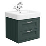 Chatsworth Traditional Green 560mm 2 Drawer Wall Hung Vanity with Chrome Handles