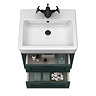 Chatsworth Traditional Green 560mm 2 Drawer Wall Hung Vanity with Matt Black Handles