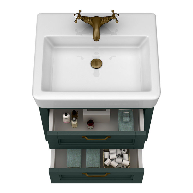 Chatsworth Traditional Green 560mm 2 Drawer Wall Hung Vanity