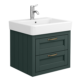 Chatsworth Traditional Green 560mm 2 Drawer Wall Hung Vanity