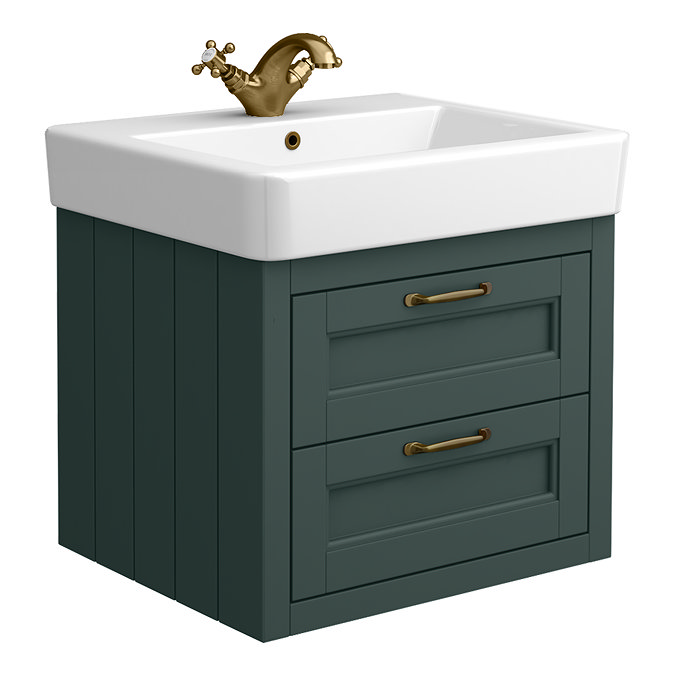 Chatsworth Traditional Green 560mm 2 Drawer Wall Hung Vanity