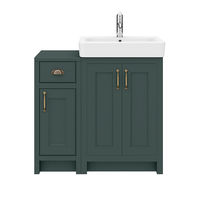 Chatsworth Traditional Green 560mm Vanity Sink + 300mm Cupboard Unit  In Bathroom Large Image