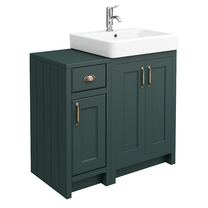 Chatsworth Traditional Green 560mm Vanity Sink + 300mm Cupboard Unit Large Image