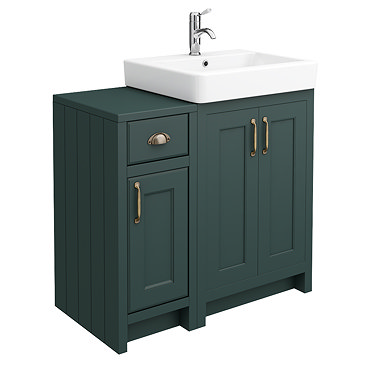 Chatsworth Traditional Green 560mm Vanity Sink + 300mm Cupboard Unit