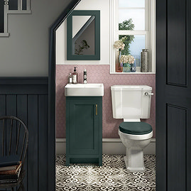 Chatsworth Traditional Green Cloakroom Suite (Vanity Unit + Close Coupled Toilet)