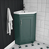 Chatsworth Traditional Green Corner Vanity Unit with Chrome Handle
