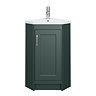 Chatsworth Traditional Green Corner Vanity Unit with Chrome Handle