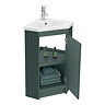 Chatsworth Traditional Green Corner Vanity Unit with Chrome Handle