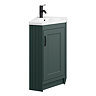 Chatsworth Traditional Green Corner Vanity Unit with Matt Black Handle  Standard Large Image