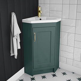 Chatsworth Traditional Green Corner Vanity Unit Large Image