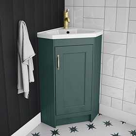 Chatsworth Traditional Green Corner Vanity Unit Large Image
