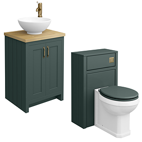 Chatsworth Traditional Green Countertop Vanity Unit + Toilet Package