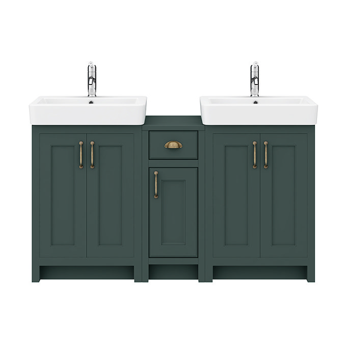 Chatsworth Traditional Green Double Basin Vanity + Cupboard Combination Unit  Feature Large Image