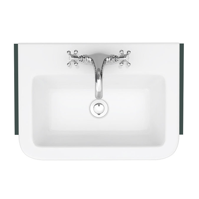 Chatsworth Traditional Green Semi-Recessed Vanity - 600mm Wide with Chrome Handles