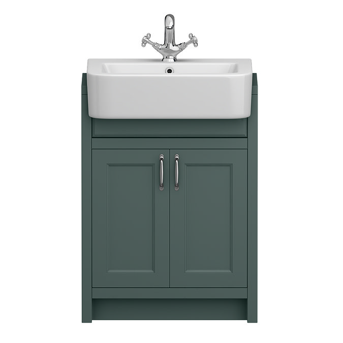 Chatsworth Traditional Green Semi-Recessed Vanity - 600mm Wide with Chrome Handles