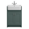 Chatsworth Traditional Green Semi-Recessed Vanity - 600mm Wide with Chrome Handles