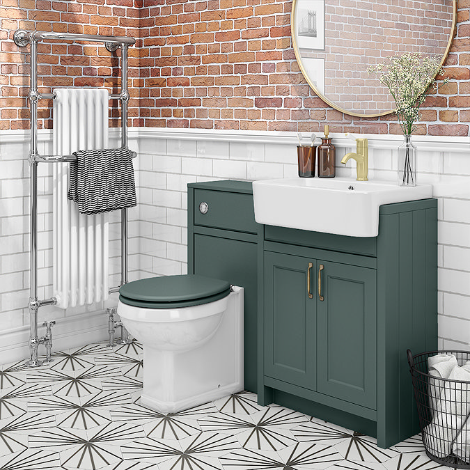 Chatsworth Traditional Green Semi-Recessed Vanity - 600mm Wide  In Bathroom Large Image