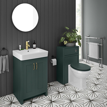 Chatsworth Traditional Green Sink Vanity Unit + Toilet Package